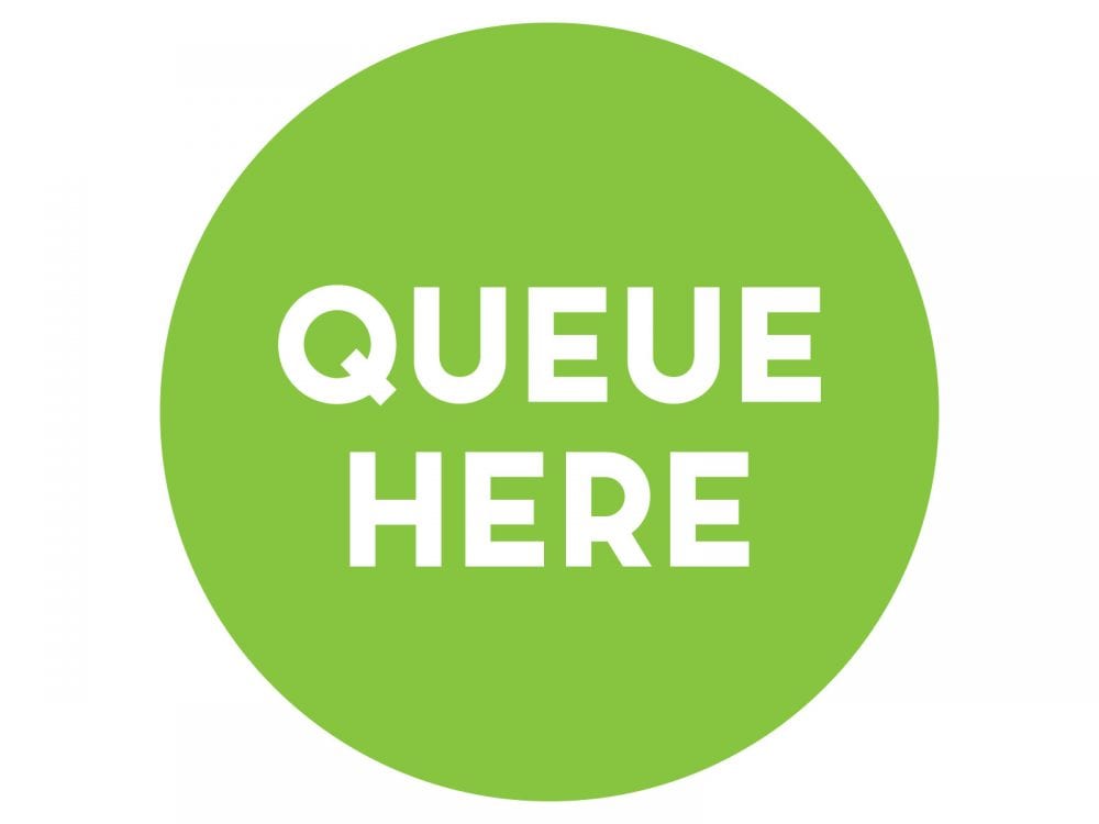Queue-here-LIME-GREEN
